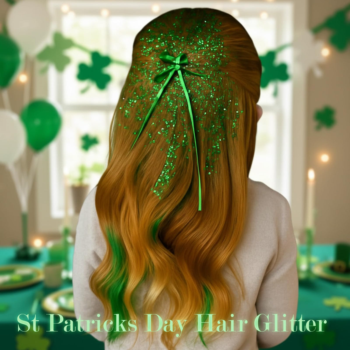 Paminify Green Hair Glitter Stick applied on skin