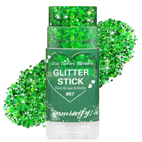 Paminify Green Hair Glitter Stick front view with packaging
