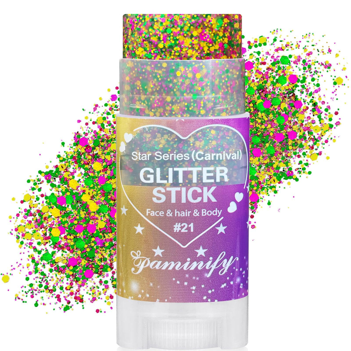 Paminify Mardi Gras Glitter Stick in purple, green, and gold