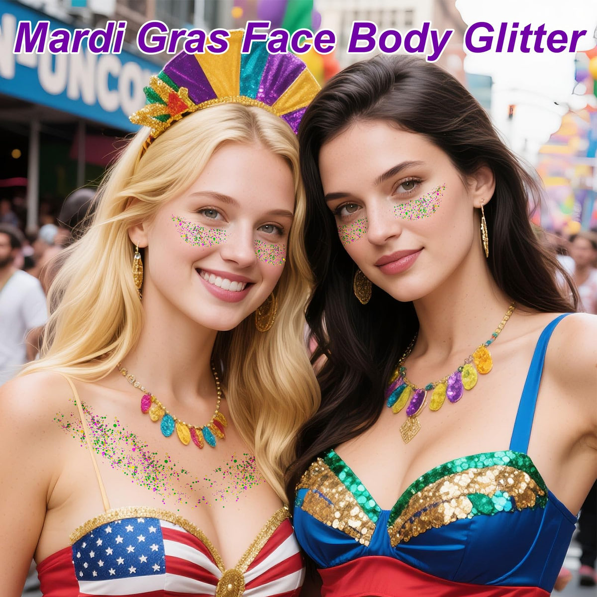 Paminify Mardi Gras Glitter Stick with sequins visible