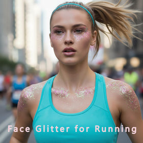 Paminify Rainbow White Glitter Stick applied on face for a sparkling look