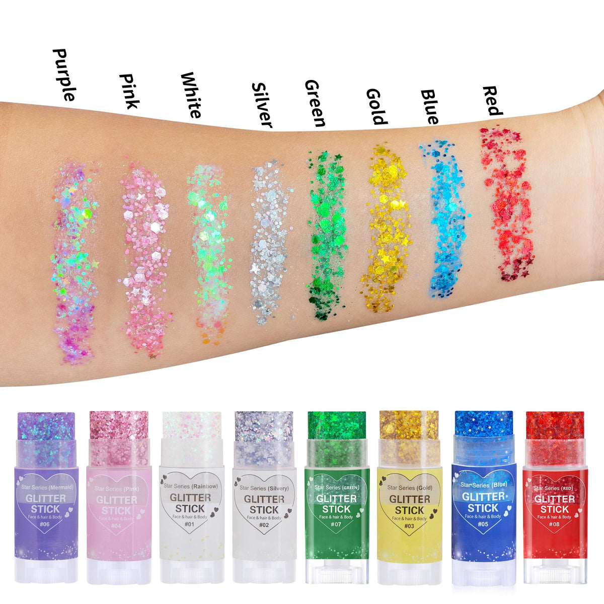 Paminify Rainbow White Glitter Stick close-up showing texture and sparkle