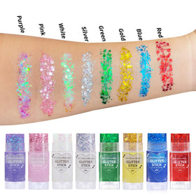 Paminify Rainbow White Glitter Stick close-up showing texture and sparkle