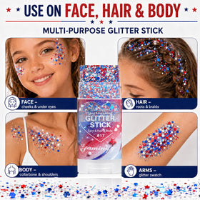 Paminify Red White Blue Hair Glitter Stick packaging
