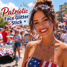 Paminify Red White Blue Hair Glitter Stick side view