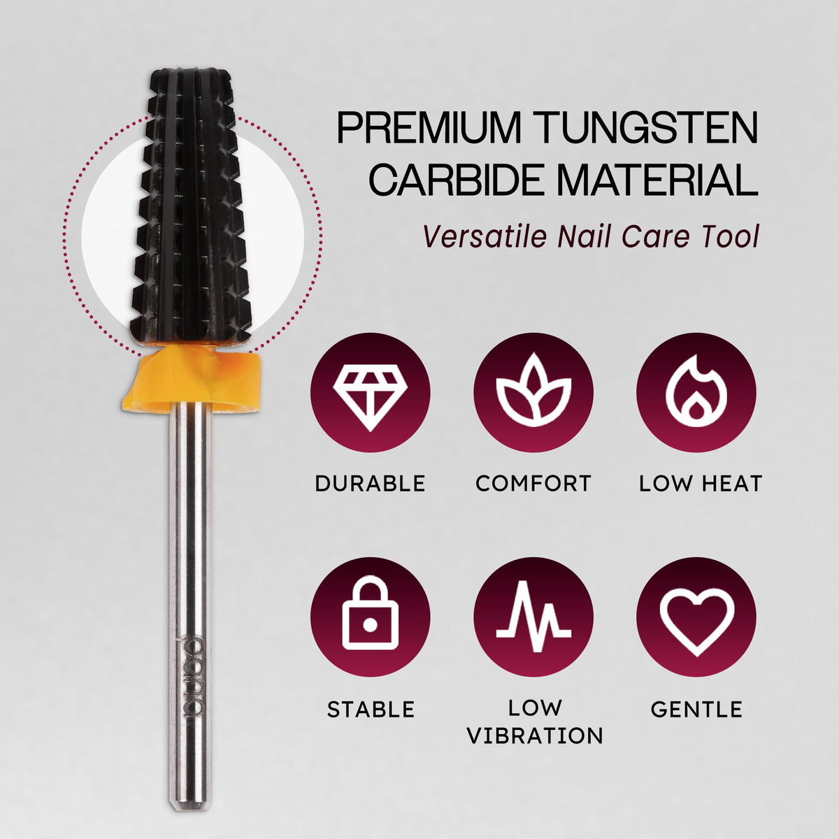PANA 5-in-1 Nail Drill Bit in use on acrylic nails
