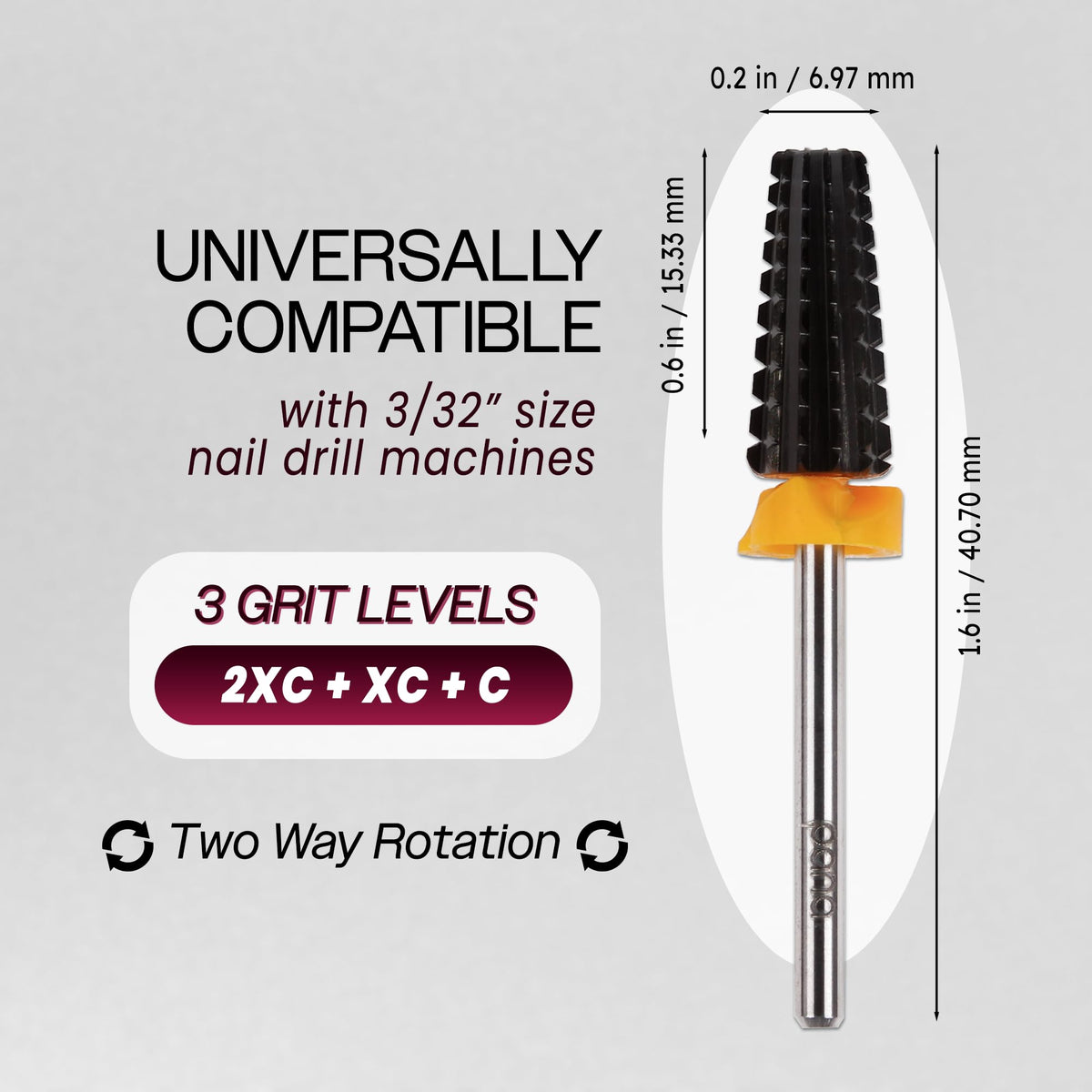 PANA 5-in-1 Nail Drill Bit showing 3/32" shank size
