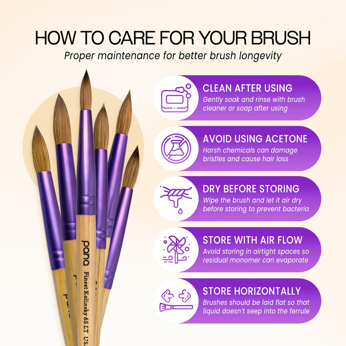 PANA Acrylic Nail Brush packaging front view