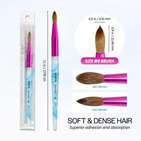 PANA Acrylic Nail Brush showing pink ferrule and blue handle