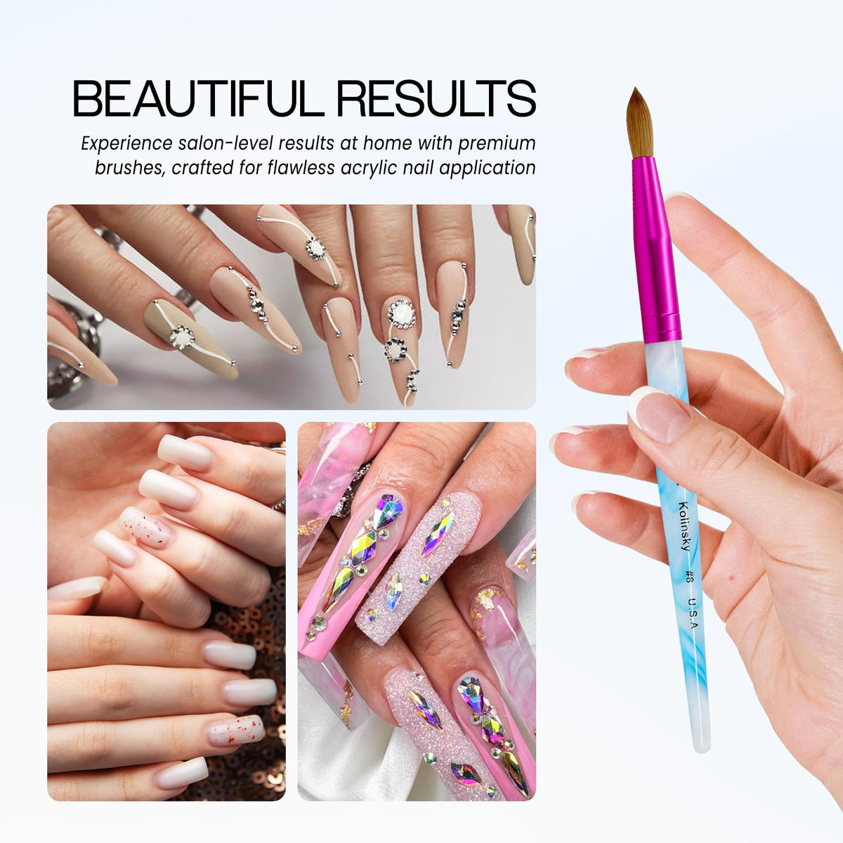 PANA Acrylic Nail Brush Size 8 on a workstation