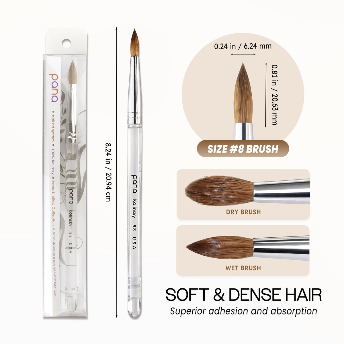 PANA Kolinsky Nail Brush in a professional nail salon setup