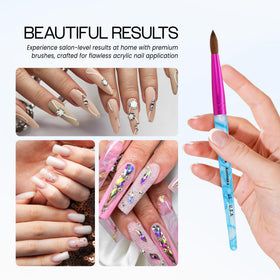 PANA Nail Brush Size 6 next to acrylic nail products