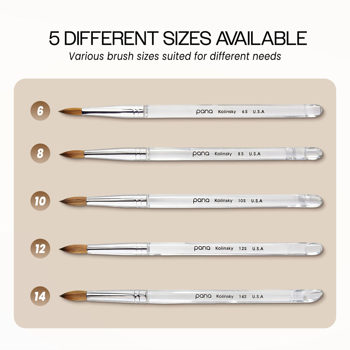 PANA Nail Brush with clear acrylic handle on a white background