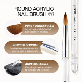PANA Nail Brush with clear acrylic handle side view