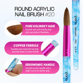 PANA nail brush with round white swirl blue handle