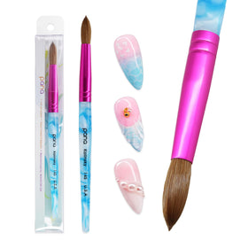 PANA Pure Kolinsky Nail Brush Size 14 showing white swirl blue handle