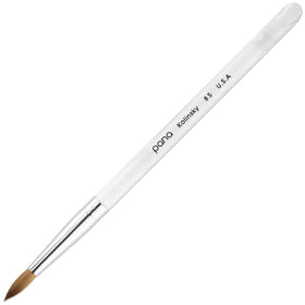 PANA Pure Kolinsky Nail Brush Size 8 with clear acrylic handle front view
