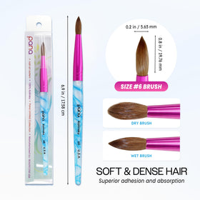 PANA Pure Kolinsky Nail Brush with blue handle and pink ferrule