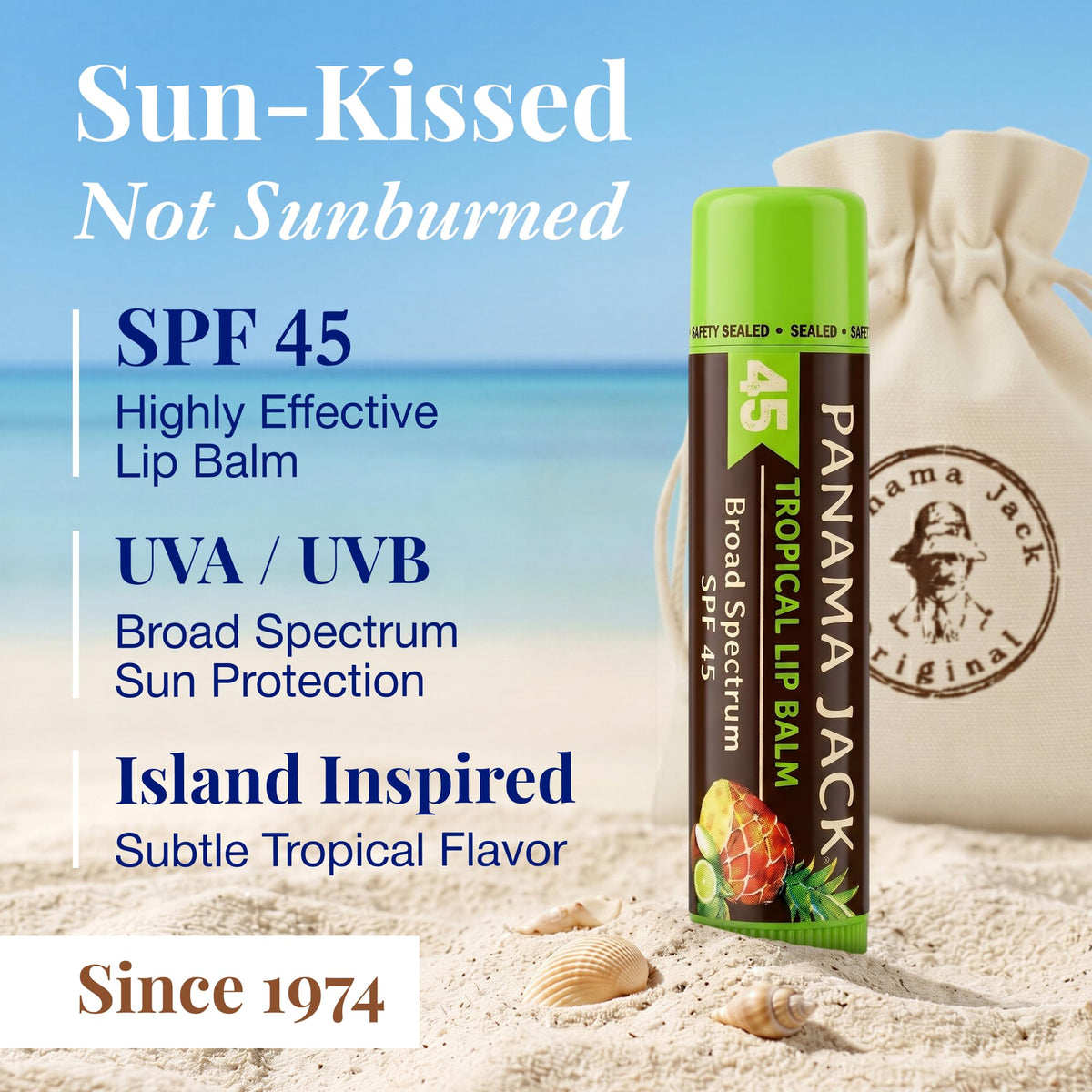 Panama Jack Sunscreen Lip Balm SPF 45 Mango flavour front view