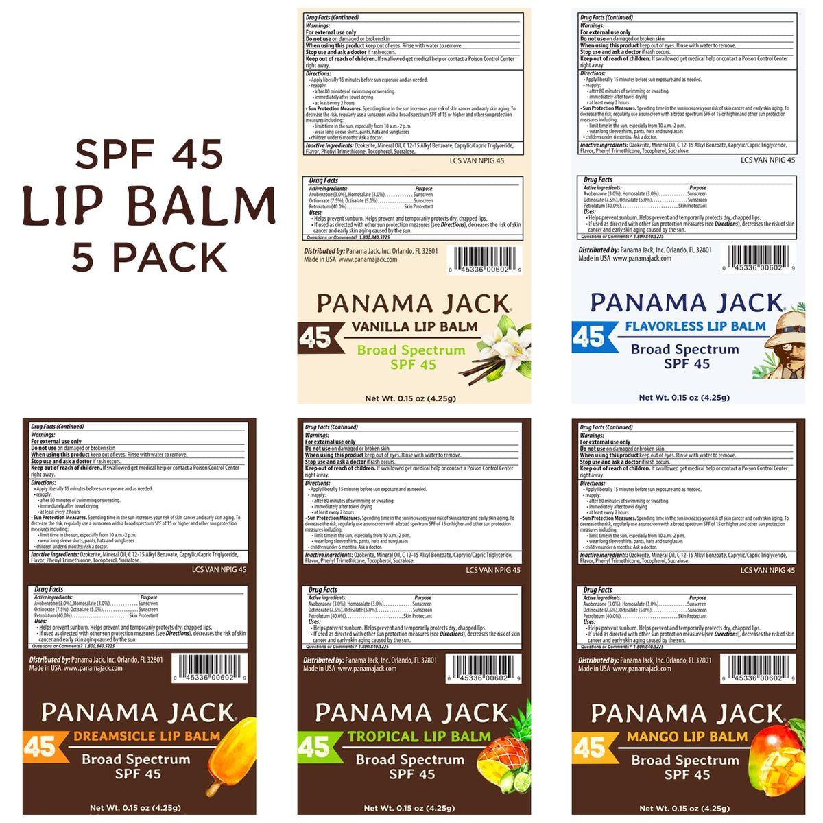 Panama Jack Sunscreen Lip Balm SPF 45 Vanilla flavour on a beach towel