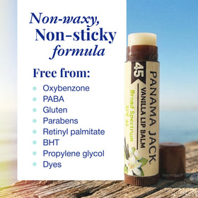 Panama Jack Sunscreen Lip Balm SPF 45 Vanilla flavour with adjustable dispensing knob