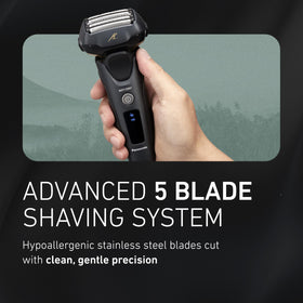 Panasonic Arc5 Electric Razor with pop-up trimmer in use