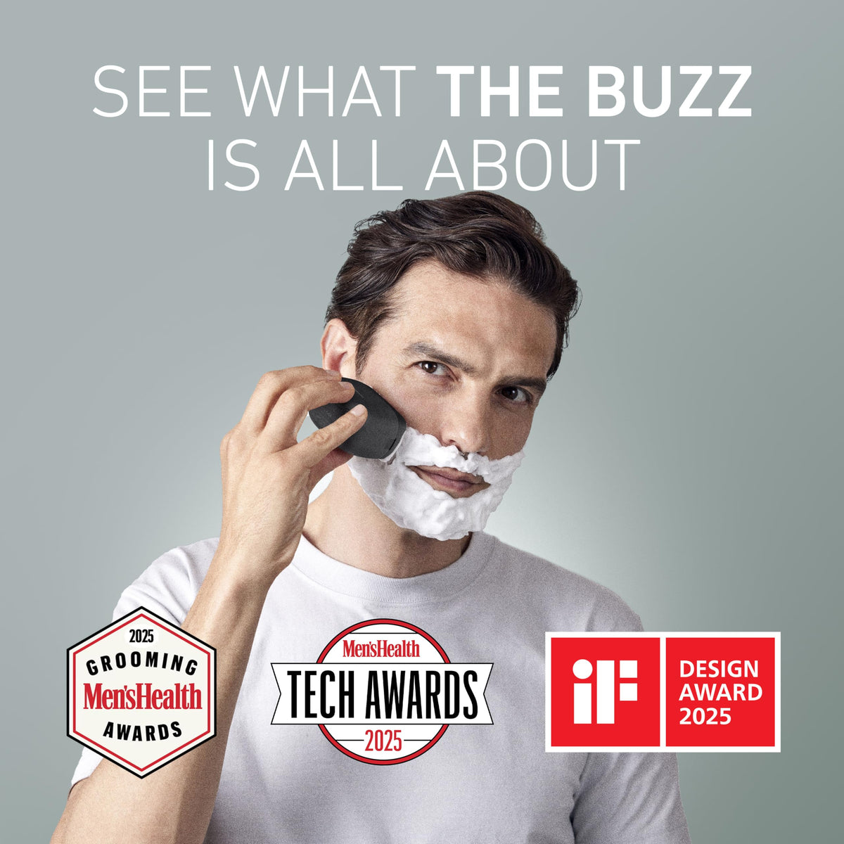 Panasonic ARC5 Palm-Sized Foil Shaver in use on facial hair