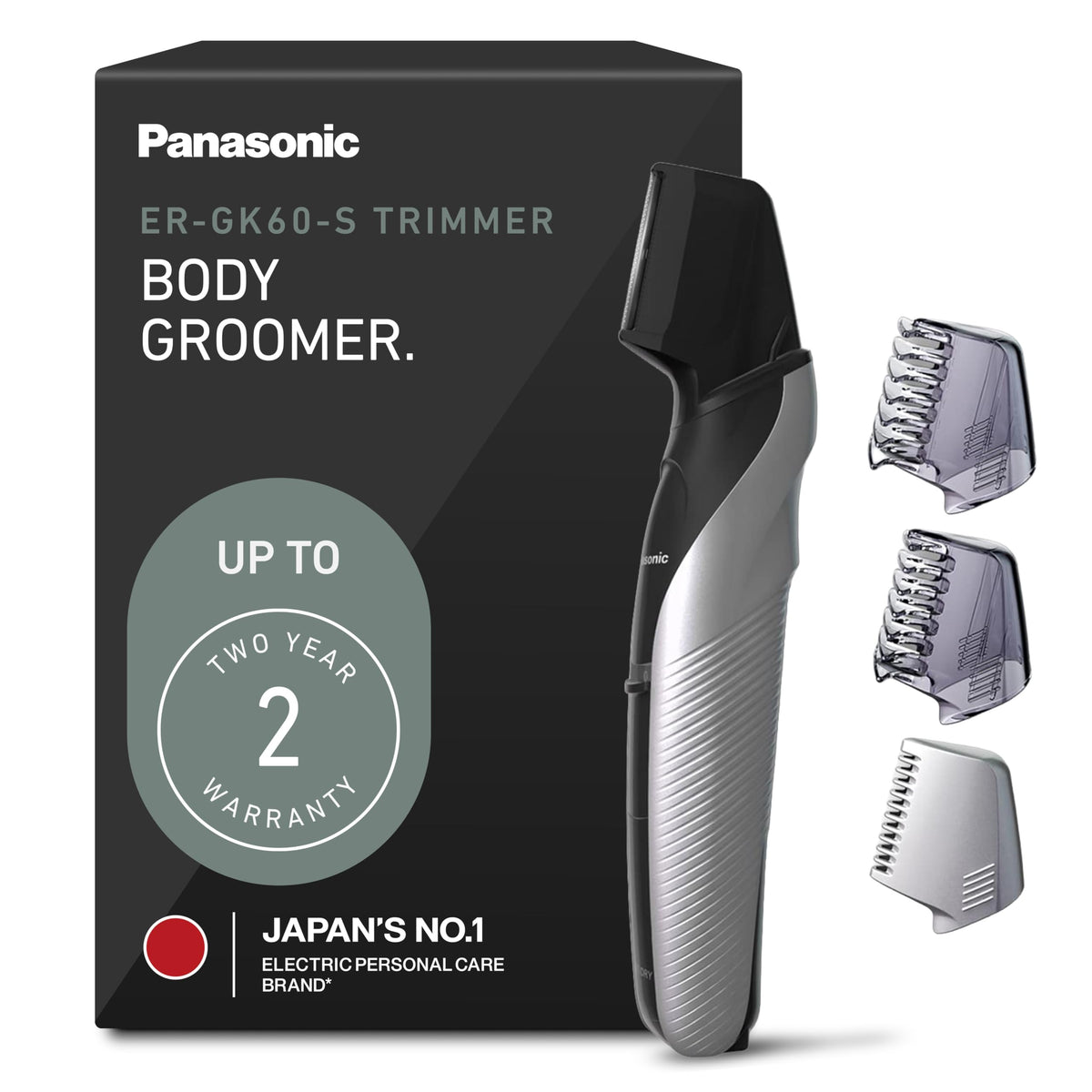 Panasonic Electric Body Trimmer for Men front view with attachments