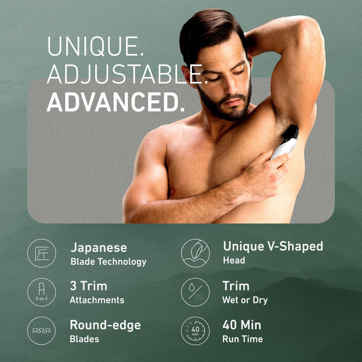 Panasonic Electric Body Trimmer showing V-shaped head design