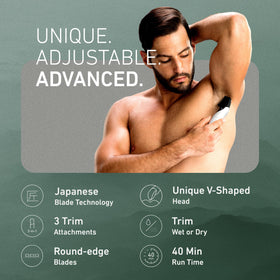 Panasonic Electric Body Trimmer showing V-shaped head design