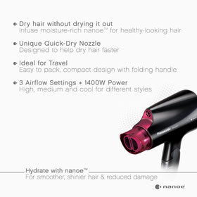Panasonic nanoe Compact Hair Dryer with QuickDry Nozzle