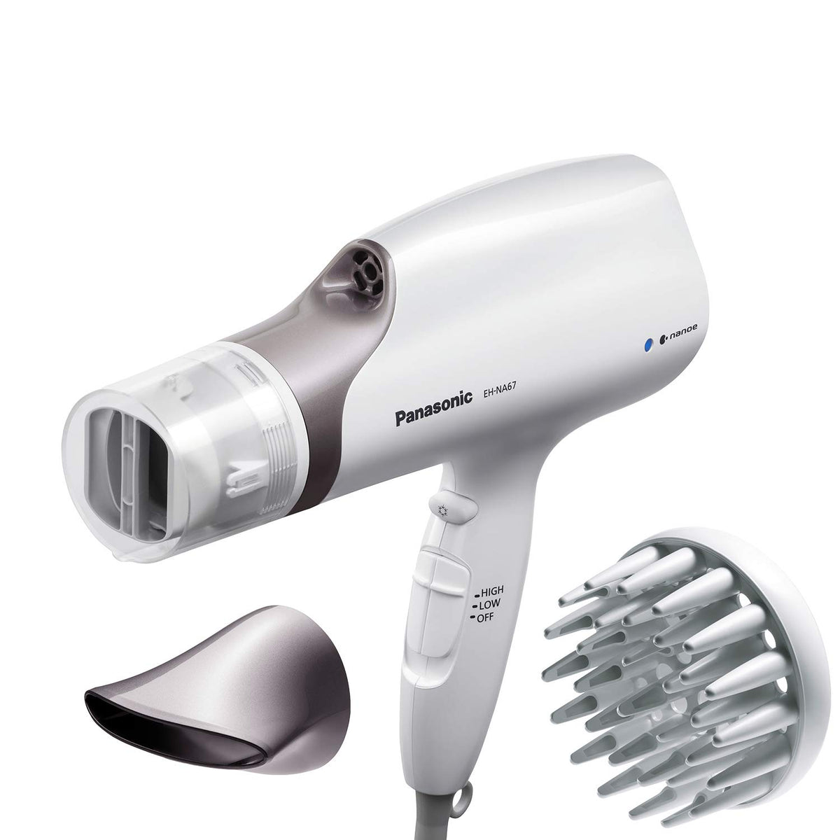 Panasonic Nanoe Hair Dryer front view with oscillating nozzle