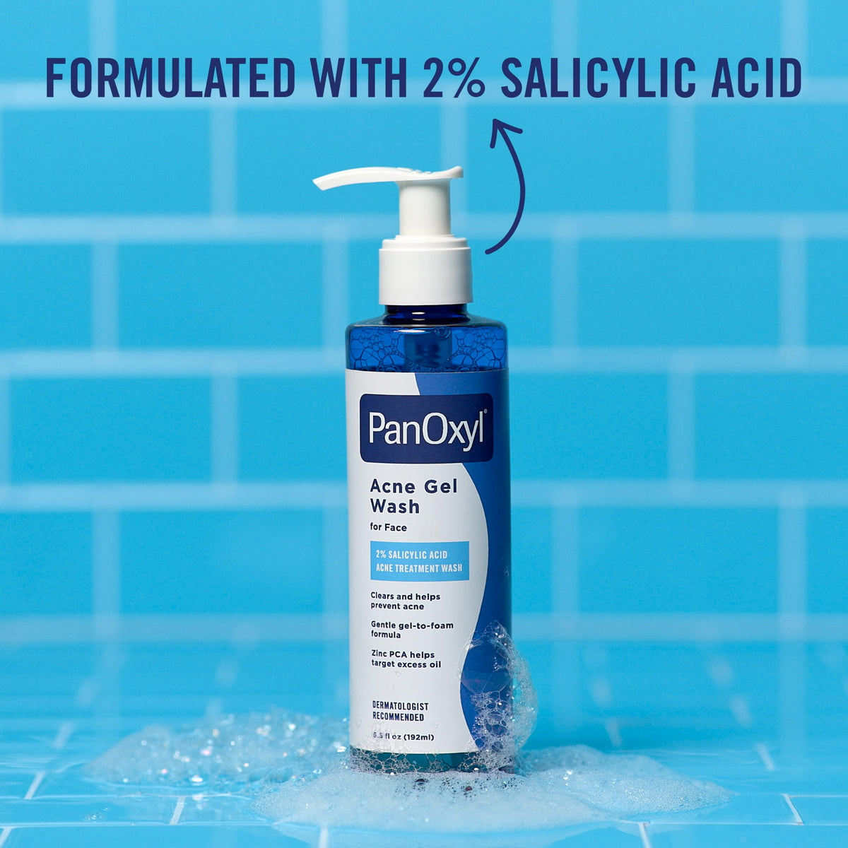 PanOxyl Acne Gel Wash with gel texture on hand
