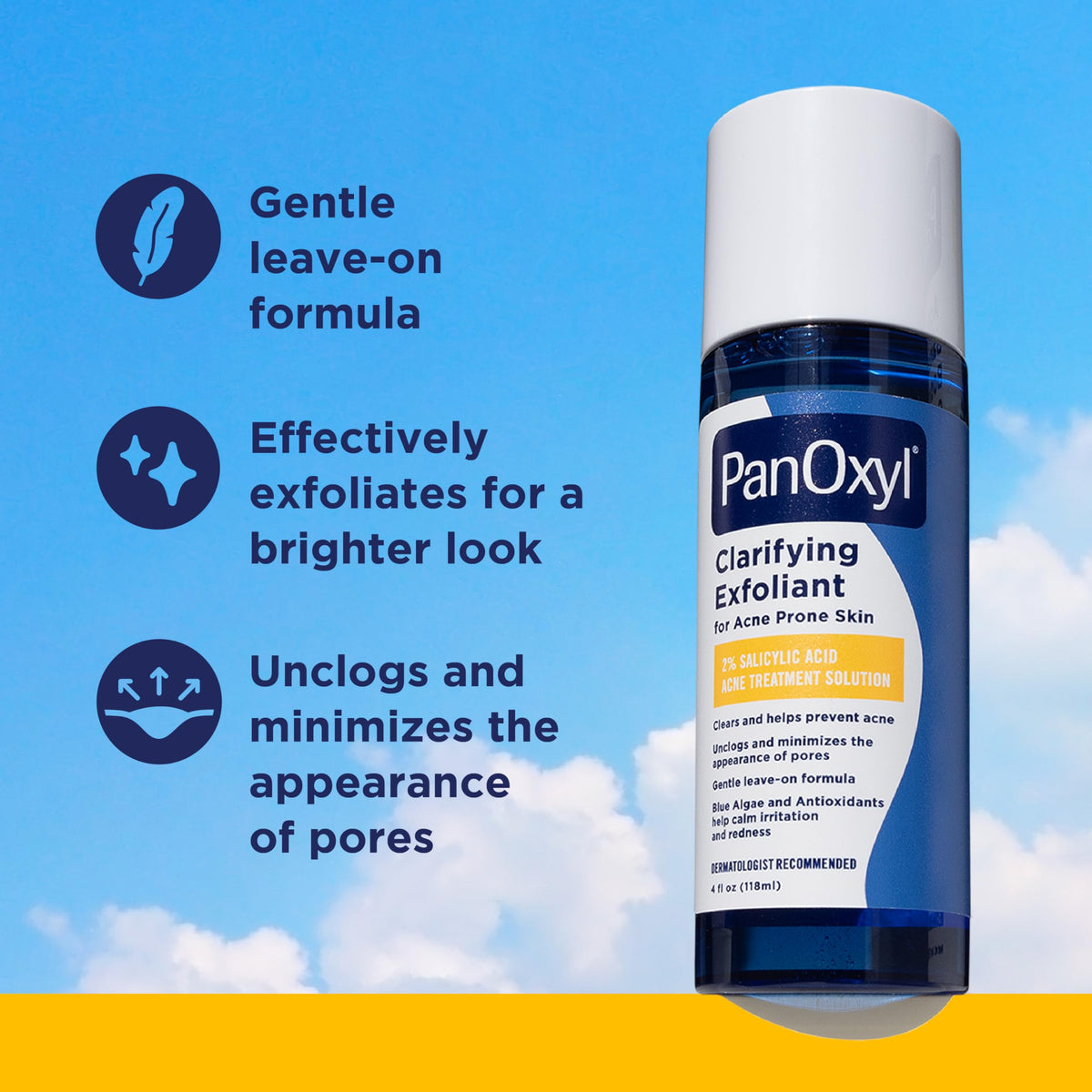 PanOxyl Clarifying Exfoliant back view showing ingredients