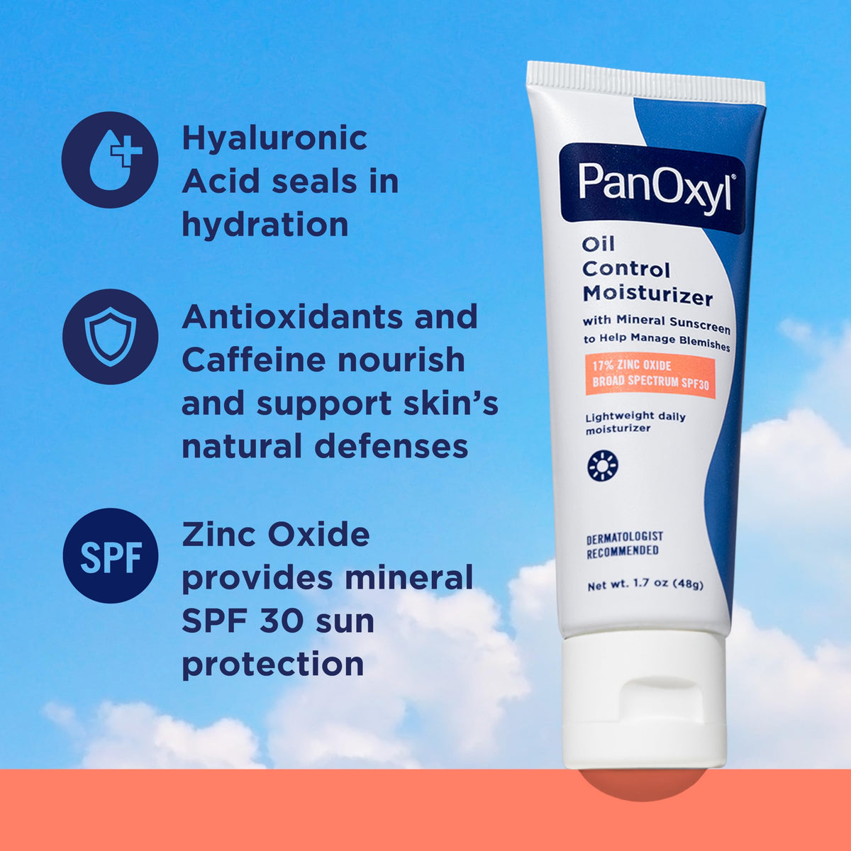 PanOxyl Oil Control Moisturiser side view showing texture