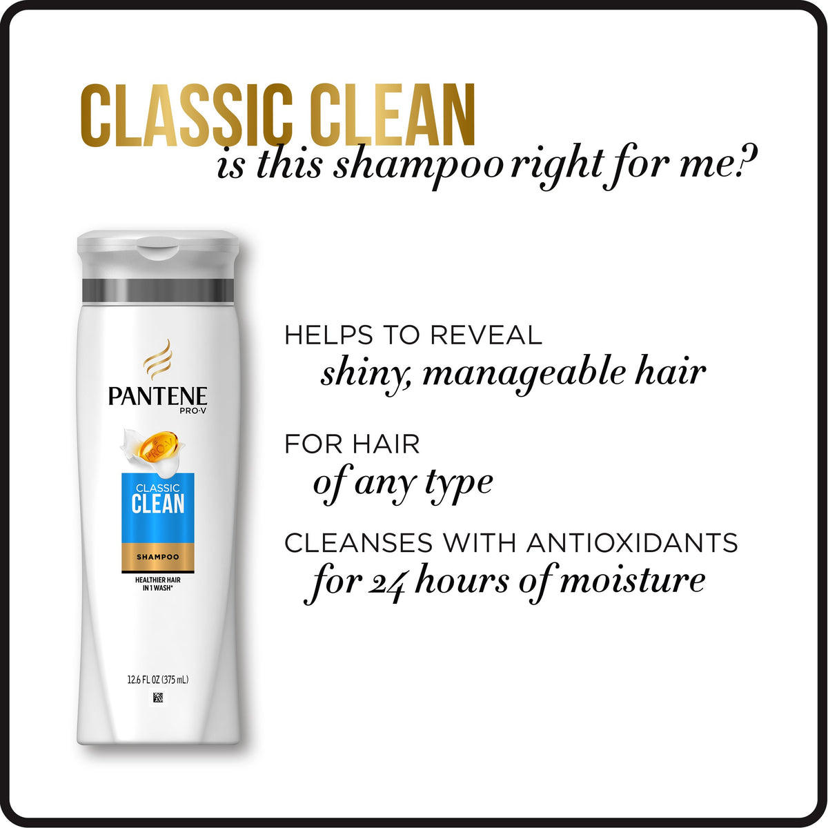 Pantene Classic Clean Shampoo lifestyle scene in bathroom