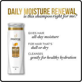 Pantene Daily Moisture Renewal Duo Set on a vanity with flowers