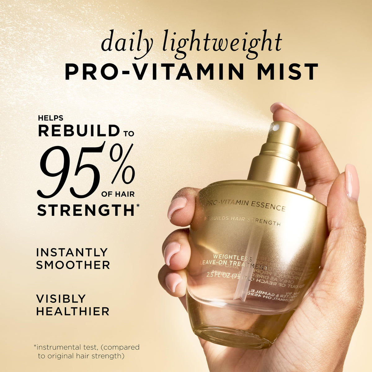 Pantene Pro-Vitamin Essence Daily Repair Mist 2.5 Fl Oz back view