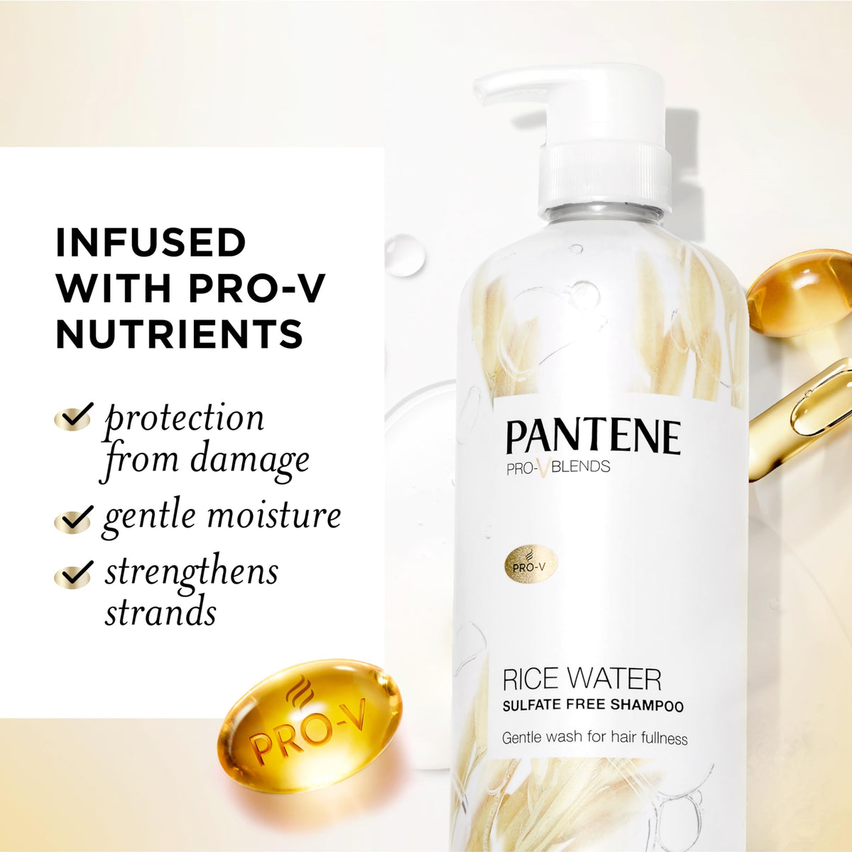 Pantene Rice Water Shampoo 30 oz pump bottle