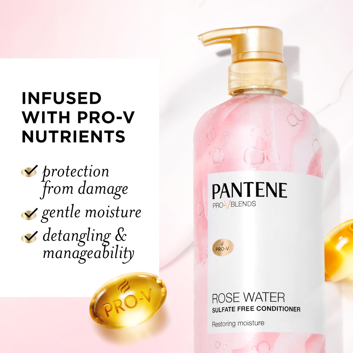 Pantene Rose Water Conditioner 30 oz back view