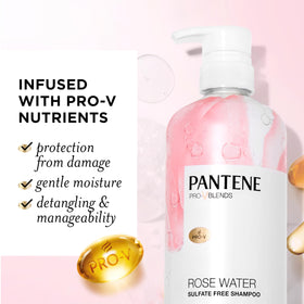 Pantene Rose Water Shampoo 30 oz back view showing ingredients