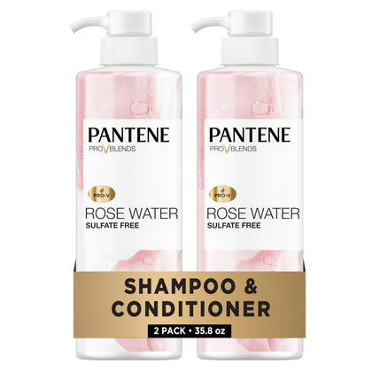 Pantene Sulfate Free Shampoo and Conditioner Set, Rose Water front view