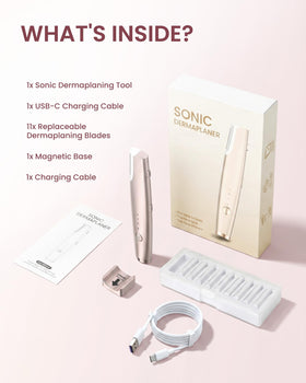 PAPMINI Sonic Dermaplane Razor in a lifestyle setting on a bathroom counter