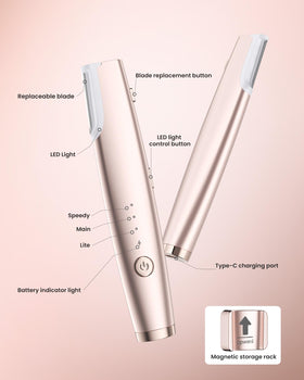 PAPMINI Sonic Dermaplane Razor with replacement blades and USB charging cable