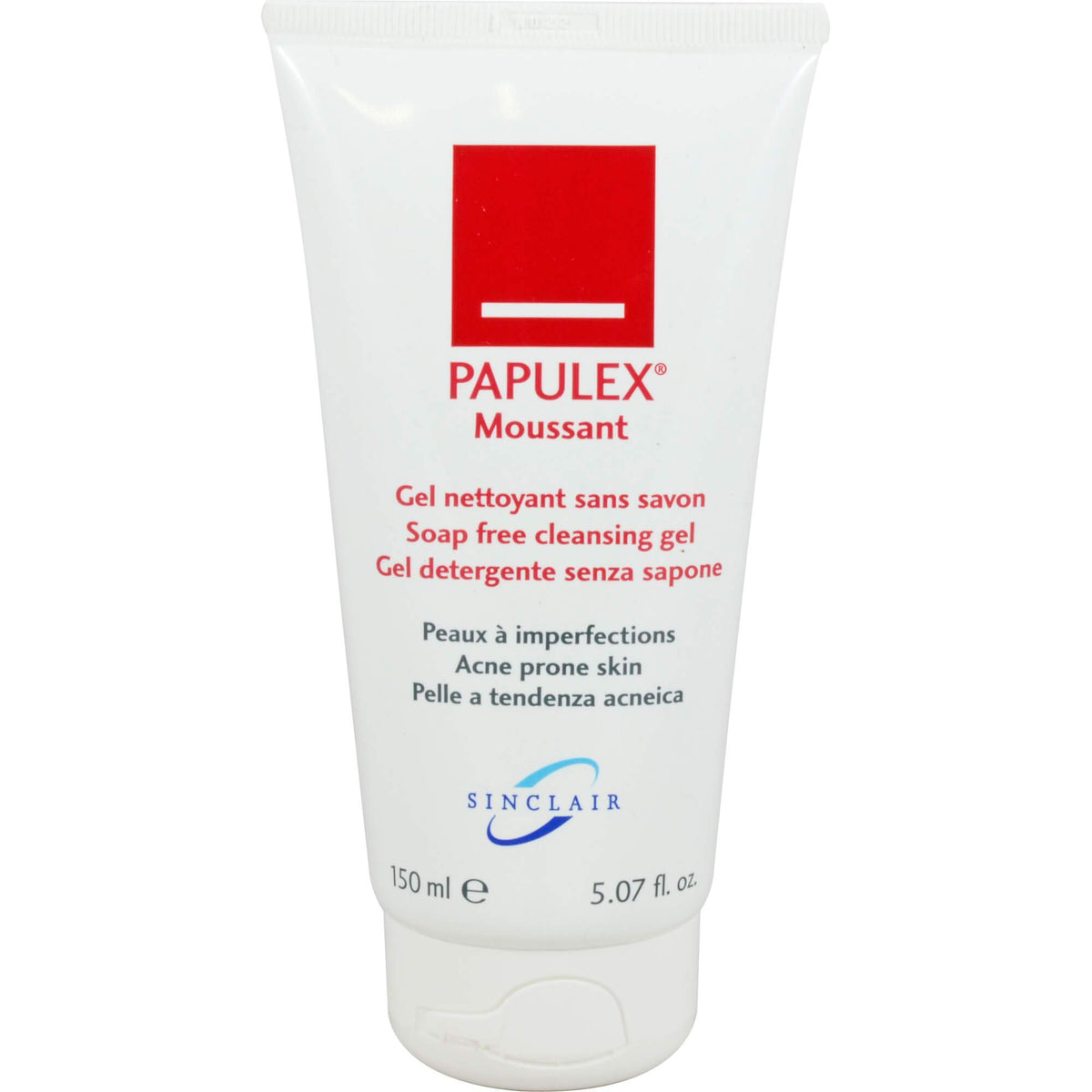 Papulex Mousse 181g front view with foaming gel texture