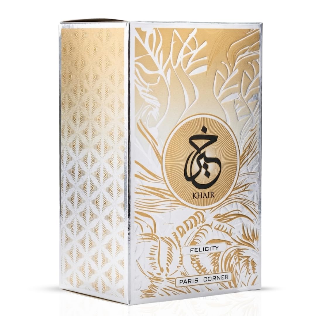 Paris Corner Khair Felicity Eau de Parfum bottle with gold accents