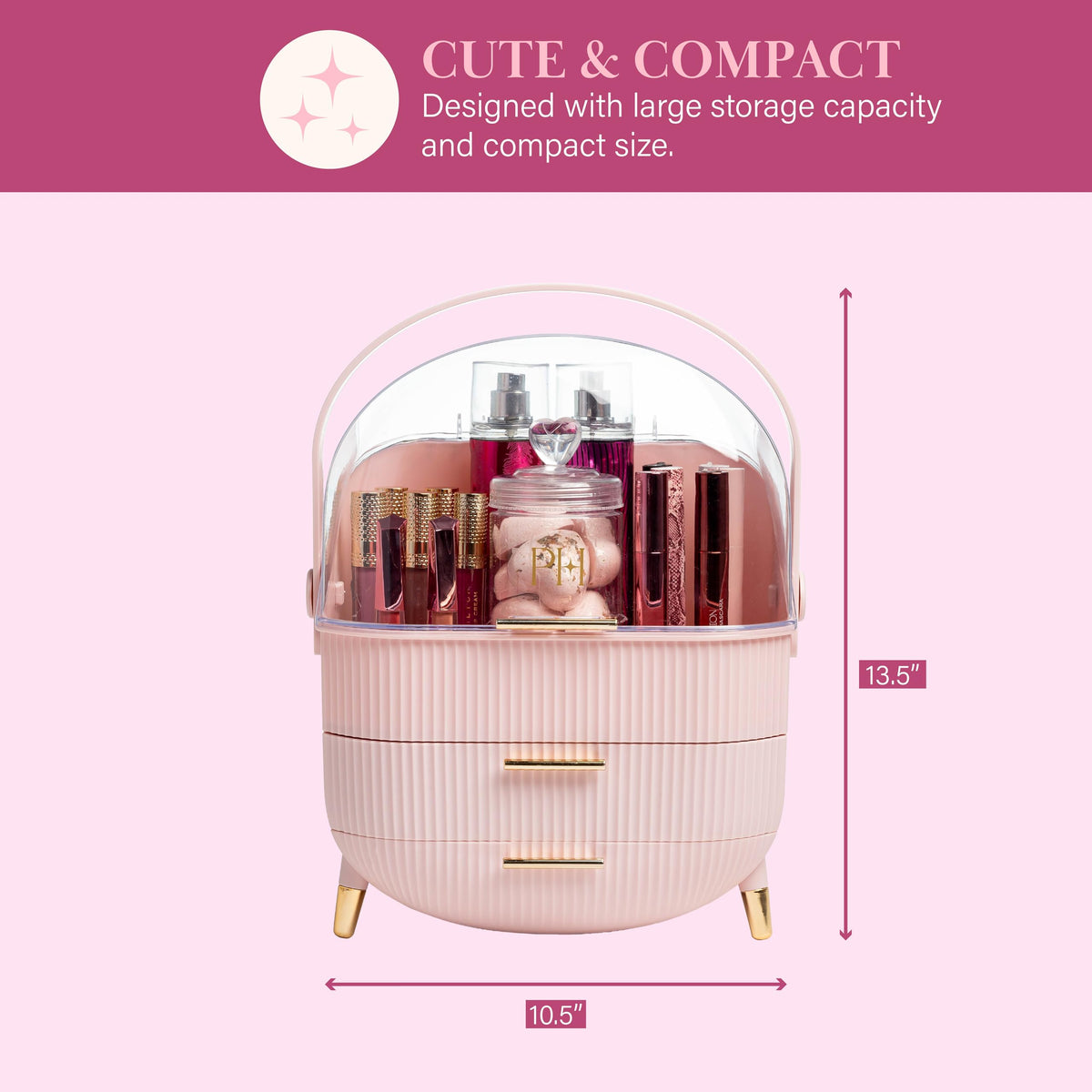 Paris Hilton Makeup Storage Organizer with carry handle for portability