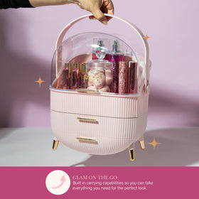 Paris Hilton Makeup Storage Organizer with two drawers filled with makeup