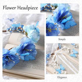 PartyforU Blue Flower Crown in a garden setting