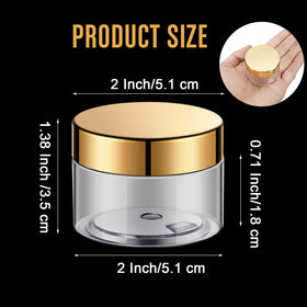 Patelai 1 oz plastic jar with gold screw-on lid side view